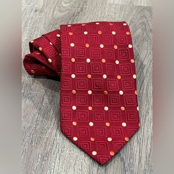 Ermenegildo Zegna Tie Red Polka Dot Classic Power 100% Silk Made in Italy - Picture 3 of 12